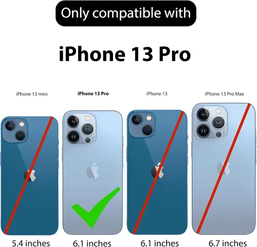 Vista 3 de Ailiber Funda compatible con iPhone 13 Pro, funda para iPhone 13 Pro con protector de pantalla, clip giratorio para cinturón, soporte de soporte