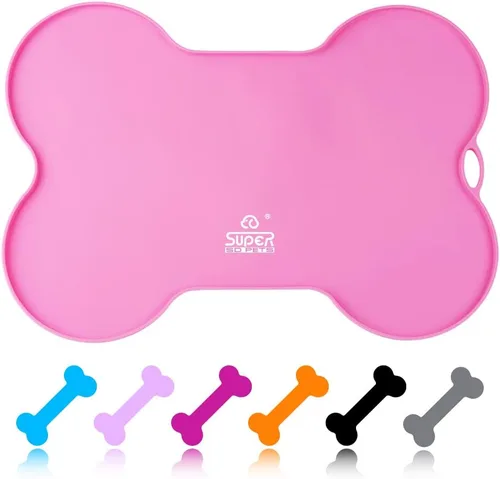 Vista 11 de Super Design Dog Food Mat Bowl Mat for Floors Waterproof Silicone Cat Dog Feeding Mat for Food and Water Pet Placemat Non Spill Puppy Dish Tray Non
