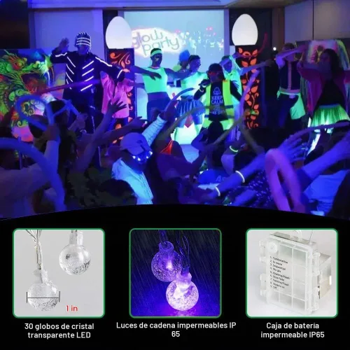 Vista 6 de OMIKA Tira de luces LED negras de 15 pies, funciona con pilas, luces de Navidad negras UV, luces de hadas parpadeantes con control remoto, luz negra