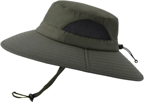 Vista 14 de Surblue Sombrero de sol para mujeres/hombres, sombrero de pesca con protección UV UPF 50+ sombrero de pescador de ala ancha Gris claro