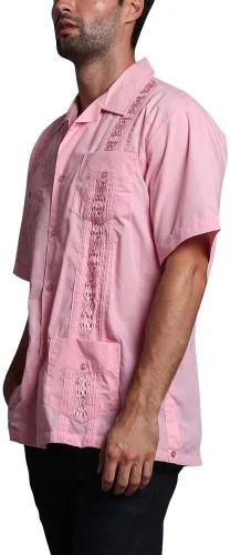 Vista 3 de G-style EE. UU. Remera playera mangas cortas de guayabera cubana para hombres