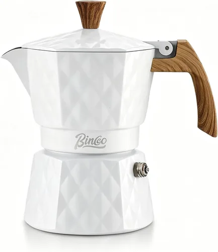 Vista 12 de Bincoo Máquina de café expreso de 4.1 fl oz, doble válvula, olla moka con extractor de termostato, evita la extracción excesiva, olla italiana