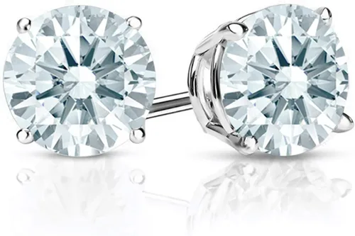 Vista 37 de Gem Stone King Aretes de plata de ley 925 con piedra natal redonda de 0.276 in para mujer
