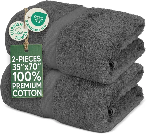 Vista 35 de Towel Bazaar Juego de toallas de 8 piezas, 100% algodón turco, color negro