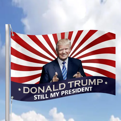 Vista 6 de Bandera de Donald Trump Still My President USA MAGA Partido Republicano de 3 x 5 pies, color vivo, ojales de latón con doble costura