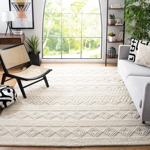 Vista 8 de SAFAVIEH Natura Collection - Alfombra decorativa de 2 x 3 pies, color beige y marfil, hecha a mano de lana tribal marroquí y algodón, ideal