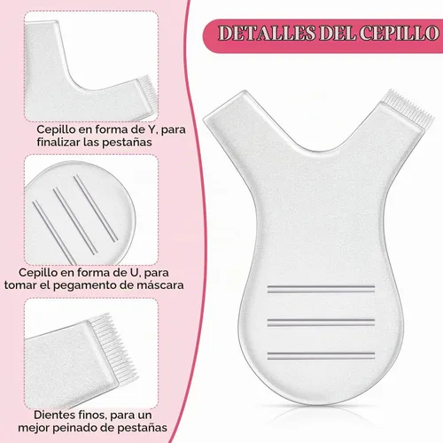 Vista 4 de 60 piezas de cepillo de elevación de pestañas en forma de Y, herramienta