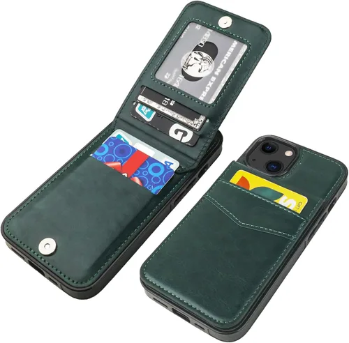 Vista 17 de KIHUWEY Funda Cartera Compatible con iPhone 13 con Soporte para Tarjetas de Crédito, Cierre Magnético de Cuero Premium con Soporte, Funda Protectora