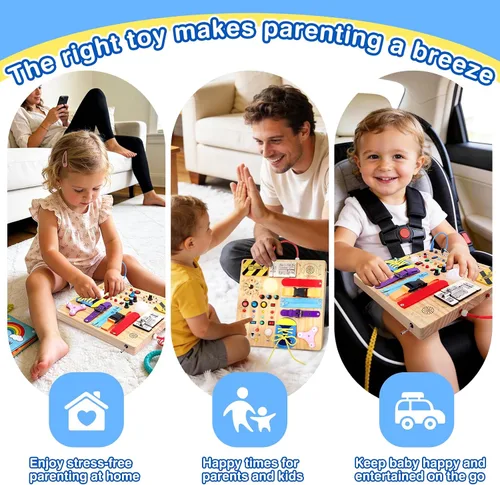 Vista 6 de Grarain Tablero de actividades para niños pequeños - Juguete educativo Montessori para niños y niñas de 1 a 3 años Actividad de aprendizaje