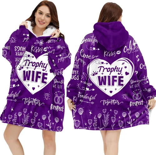 Vista 10 de Warmstorey Wearable Blanket Hoodie For Mom Wife - Best Wife Ever Hoodie From Husband Daughter Son - Birthday Mothers Day Gift