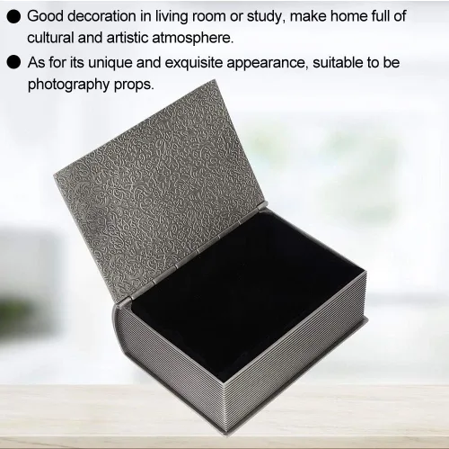 Vista 3 de Metal Retro False Book Jewelry Storage Box Necklace Organizer Home Decoration Tin Alloy 12.5x10x5cm