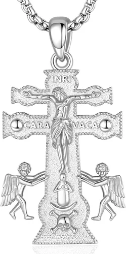 Vista 24 de EUDORA Medalla de plata de ley S925 con collar de San Patrono para mujeres A01-Saint Benedict Medalla