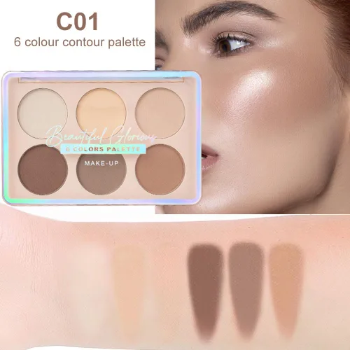Vista 5 de evpct Paleta de contorno facial y resaltado, kit de maquillaje para principiantes, paleta de contorno para piel madura, base, corrector, bronceador