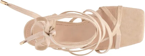 Vista 6 de Olivia Miller Nia - Zapatos de mujer de ante sintético a la moda para fiesta, con tiras finas, con cordones y puntera cuadrada abierta, tacón medio