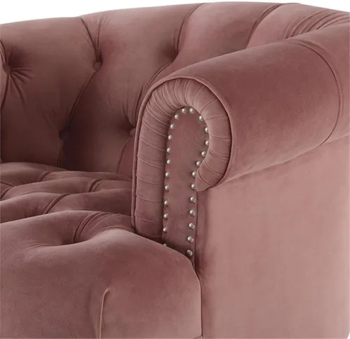 Vista 8 de MAKLAINE Silla decorativa de terciopelo con marco de madera en rosa ceniza