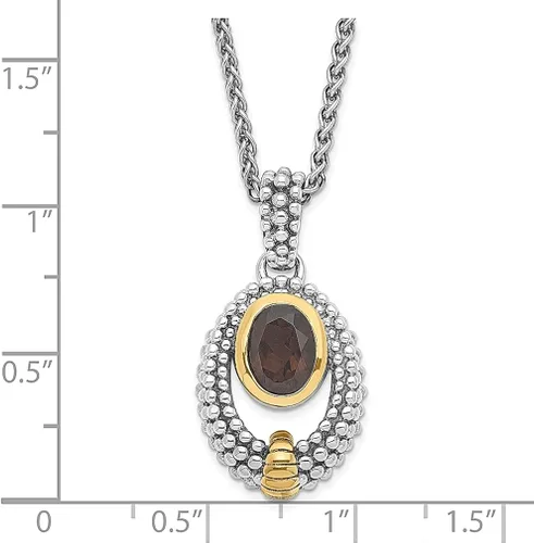 Vista 2 de 925 Sterling Silver Gold Plated Smoky Quartz Oval Necklace Pendant Charm Gemstone Fine Jewelry For Women Gifts For Her