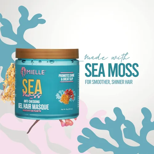 Vista 4 de Mielle Organics Máscara de cabello de gel rizado antidesprendimiento de musgo marino