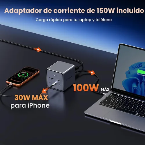 Vista 12 de TobenONE Estación de acoplamiento para laptop 16 en 1 con monitor triple 4K