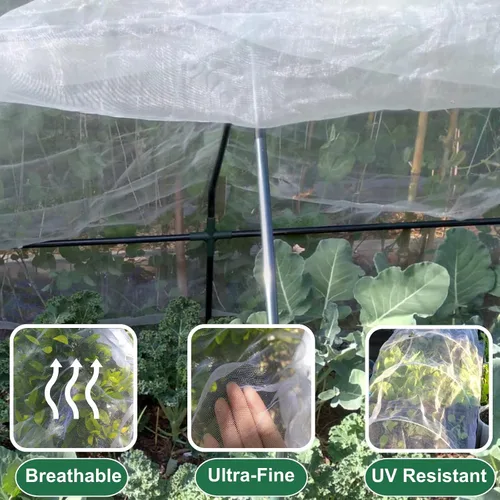 Vista 6 de Mosquitera de jardín para patio, 10 pies x 12 pies, insectos, insectos, barrera de plagas para árboles frutales, invernadero, pantalla grande