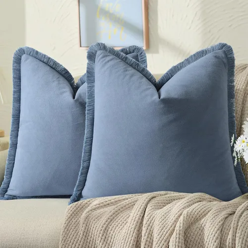 Vista 20 de ZWJD Juego de 2 fundas de almohada de 16 x 16 pulgadas, color beige, con flecos, de algodón, decorativas, cuadradas, para sofá, cama, sala de estar