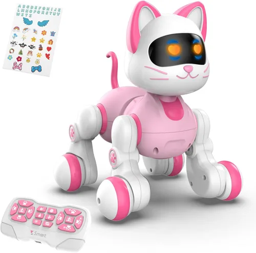 Vista 11 de STEMTRON Gato Robot Control Remoto Programable para Niños, Gato Robot Interactivo, Perro Robot Robo Gato, Robot RC con Sensor de Toque, Ojos LED Azul