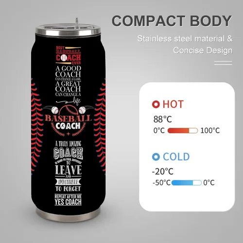 Vista 5 de Vaso de viaje de acero inoxidable para entrenador de béisbol de 17 onzas, 500ml/17oz