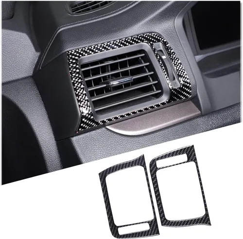 Vista 15 de Kit de calcomanías de fibra de carbono real 3D suave para consola de automóvil, salida de aire, marco de ventilación, decoración compatible con Negro