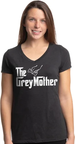 Vista 2 de The Dogmother Divertida camiseta con cuello en V para mujer, con cuello en V (italiano) Greyhound