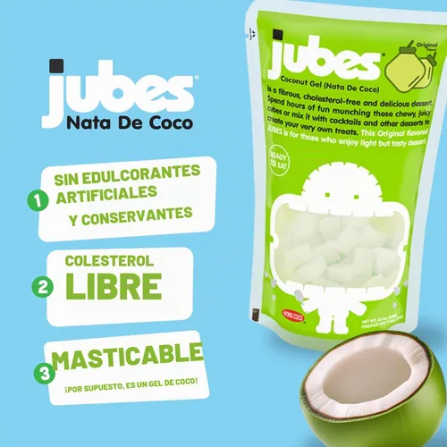 Vista 7 de Jubes Mango Nata De Coco Jelly Cubes 12.7 oz – Cubos de gelatina de coco y mango para sagú – Gel de coco en ingredientes de jarabe para té