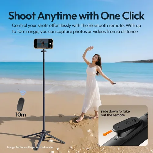 Vista 7 de ULANZI Trípode magnético para teléfono, MT85 Trípode de apertura automática con 4 patas mejoradas, soporte de teléfono extensible para selfie stick