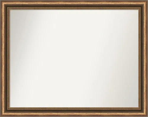 Vista 253 de Amanti Art Espejo de baño de bronce para sobre fregadero, 24 x 24 pulgadas, espejo de tocador cuadrado estrecho de bronce Manhattan, marco de madera
