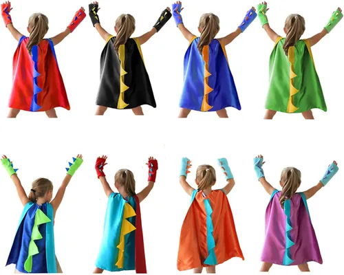 Vista 4 de Disfraz unisex de Halloween para niños capa infantil con kit de muñeca capa de dinosaurio protector de muñeca Cosplay para niños y niñas