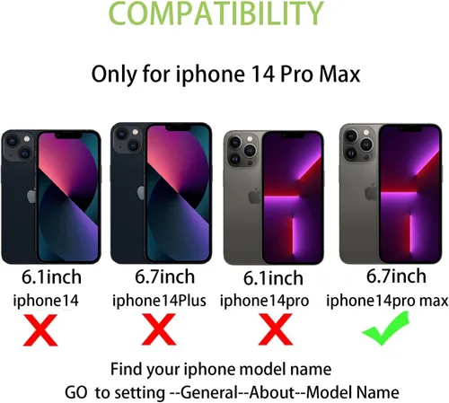 Vista 2 de Cavor Funda para iPhone 14 Pro Max con Tarjetero, Funda Cartera para iPhone 14 Pro Max para Mujeres y Hombres, Soporte de Tarjetas de Crédito