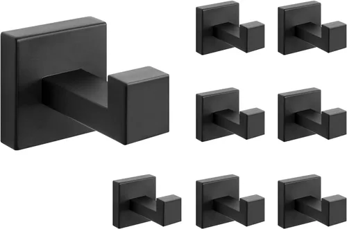 Vista 16 de NearMoon Ganchos cuadrados para toallas de baño -SUS304 de acero inoxidable para colgar batas, ganchos resistentes para baño, sala de estar, hotel
