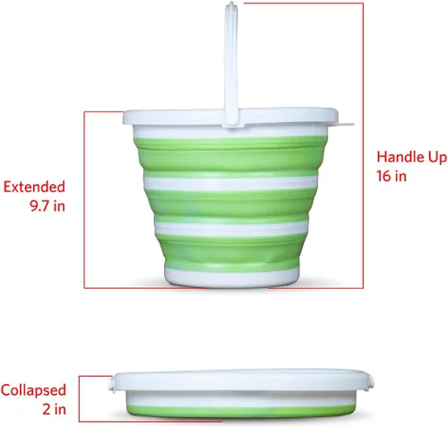 Vista 2 de Pine-Sol Cubo plegable de 2.6 galones – Cubo plegable multiusos para limpieza, lavado de autos, al aire libre y campamento, bañera de plástico