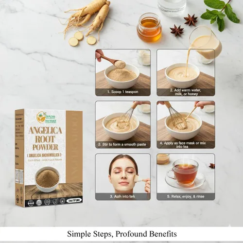 Vista 8 de Herbs Botanica Angélica - Polvo de raíz de angélica 100% pura y natural (Angelica Sinensis) para té de hierbas, bienestar y belleza finamente