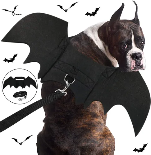 Vista 8 de Alas de murciélago para perros, disfraces de Halloween para perros y gatos Negro