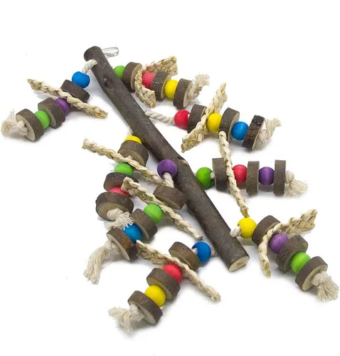 Vista 2 de Bloques de pájaros nudos que rasgan el juguete, multicolor madera natural