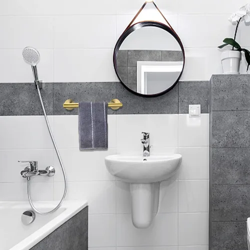 Vista 2 de Nolimas Toallero de mano de baño dorado cepillado, barras individuales, barra de toalla clásica de acero inoxidable montado en la pared, barra