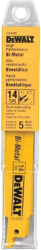 Vista 2 de DEWALT Hojas de sierra recíproca, parte trasera recta, 6 pulgadas, 14 TPI, paquete de 5 (DW4808)