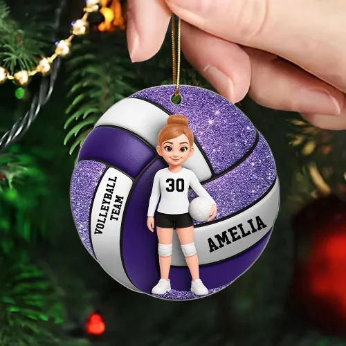 Vista 5 de NONI Adorno de efecto 3D personalizado para jugador de voleibol, regalo único para amantes del voleibol, jugadores y amigos, recuerdo de decoración