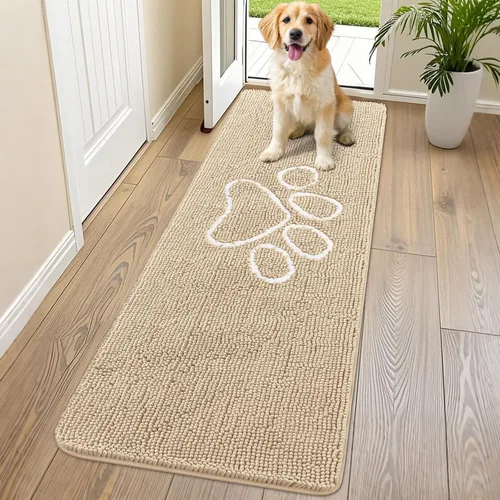 Vista 50 de Smiry Tapete para puerta de perro para patas fangosas, absorbente y Gris y negro