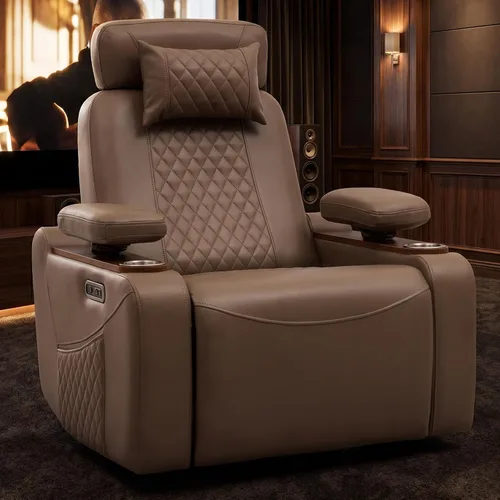 Vista 8 de Silla reclinable giratoria eléctrica para sala de estar, marrón Camel marrón
