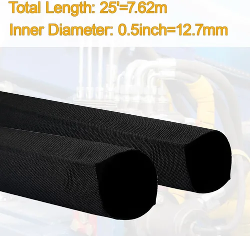 Vista 3 de Funda protectora de nailon para manguera, cubierta de cable, manguera hidráulica de antorcha Tig, 0.5 pulgadas de diámetro interior, 25 pies