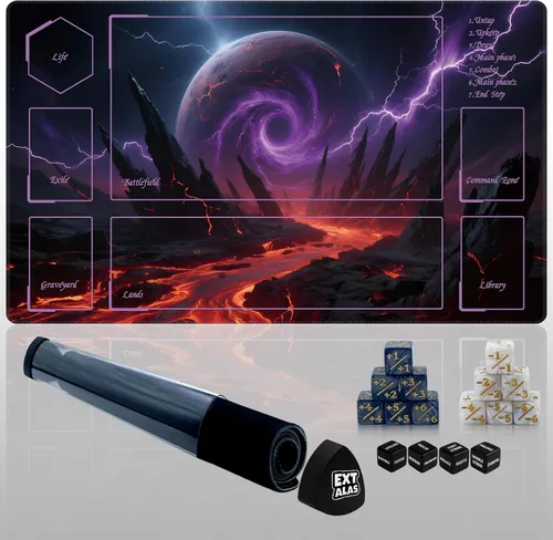 Vista 23 de Tapete MTG TCG -Incluye tubo de almacenamiento y 7 dados-¡Experimenta calidad de primer nivel y alfombrilla impermeable y antideslizante con bloqueo