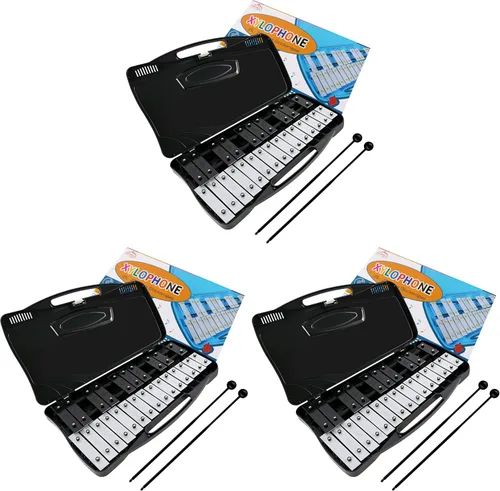 Vista 11 de EASTROCK 25 Notas Xilófono profesional Glockenspiel con caja Stick Negro Aluminum Alloy Piano Keys ABS Hard Storage Box Percussion Instrument Kit