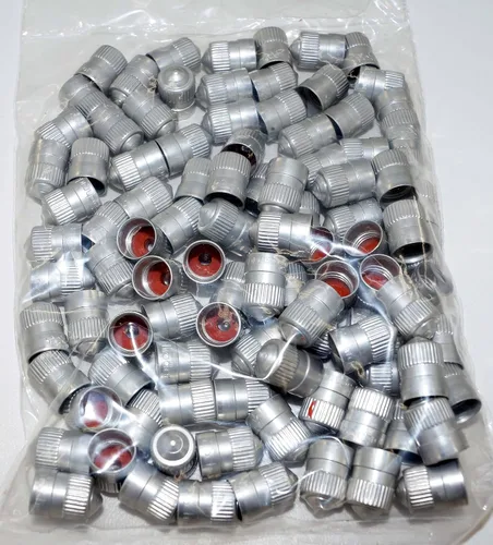 Vista 3 de Schrader TPMS Solutions Tapón de válvula de sellado de metal plateado, paquete de 100