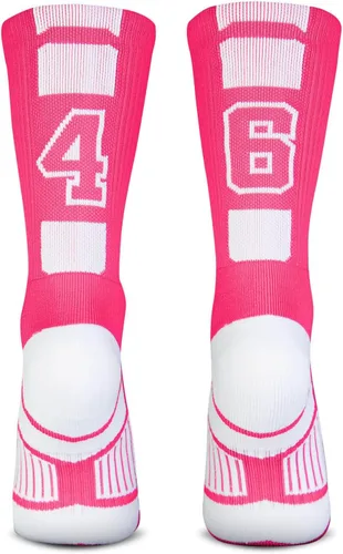 Vista 31 de ChalkTalkSPORTS Calcetines de equipo personalizados - Calcetines con números rosados Elige tu número