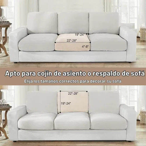 Vista 4 de NAISI Fundas de cojín de sofá de terciopelo elásticas de 1 pieza, fundas de asiento de sofá o respaldo, fundas suaves individuales para sofá Beige