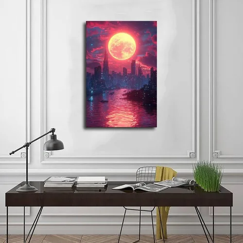 Vista 3 de XAHOR Vaporwave Wall Art – Retro Futuristic Neon Synthwave Print for Modern Home Decor Canvas Posters Wall Art Bedroom Office Room Decor Gift